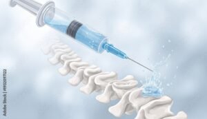 Medical Injection Administered to Spinal Column for Treatment.